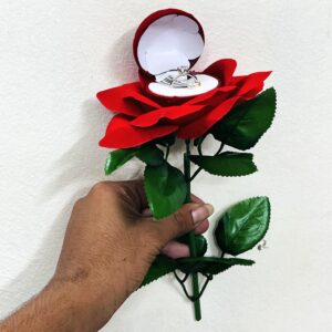 Red Rose Finger Ring & Nose Pin Box